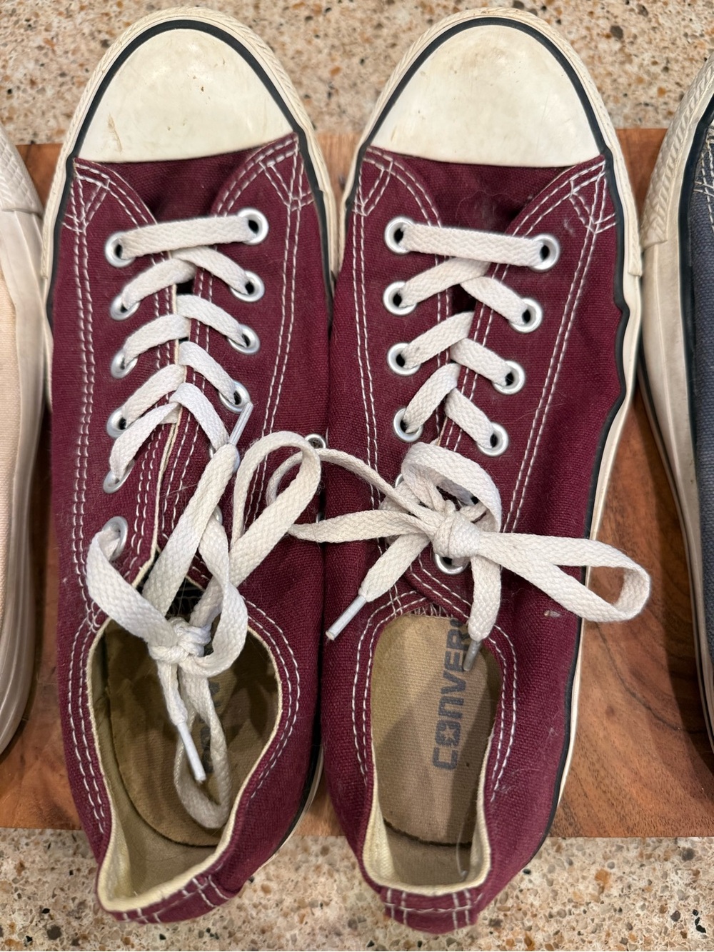 Converse Kids Low Top Canvas Sneakers in Burgundy with White Trim
